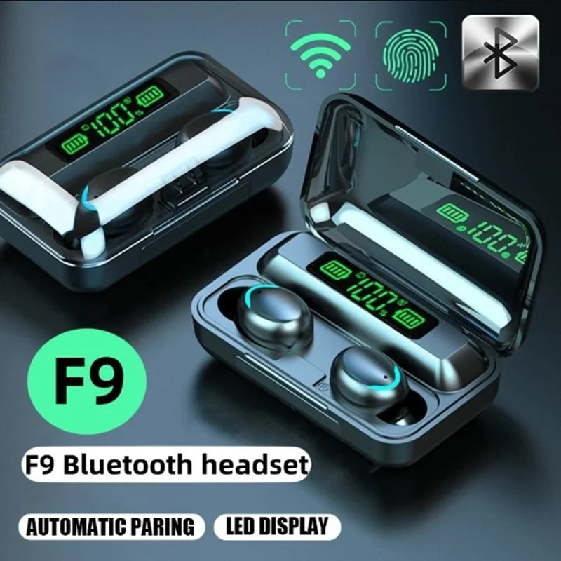 Auricolare TWS F9-5 Bluetooth Stereo con microfono.