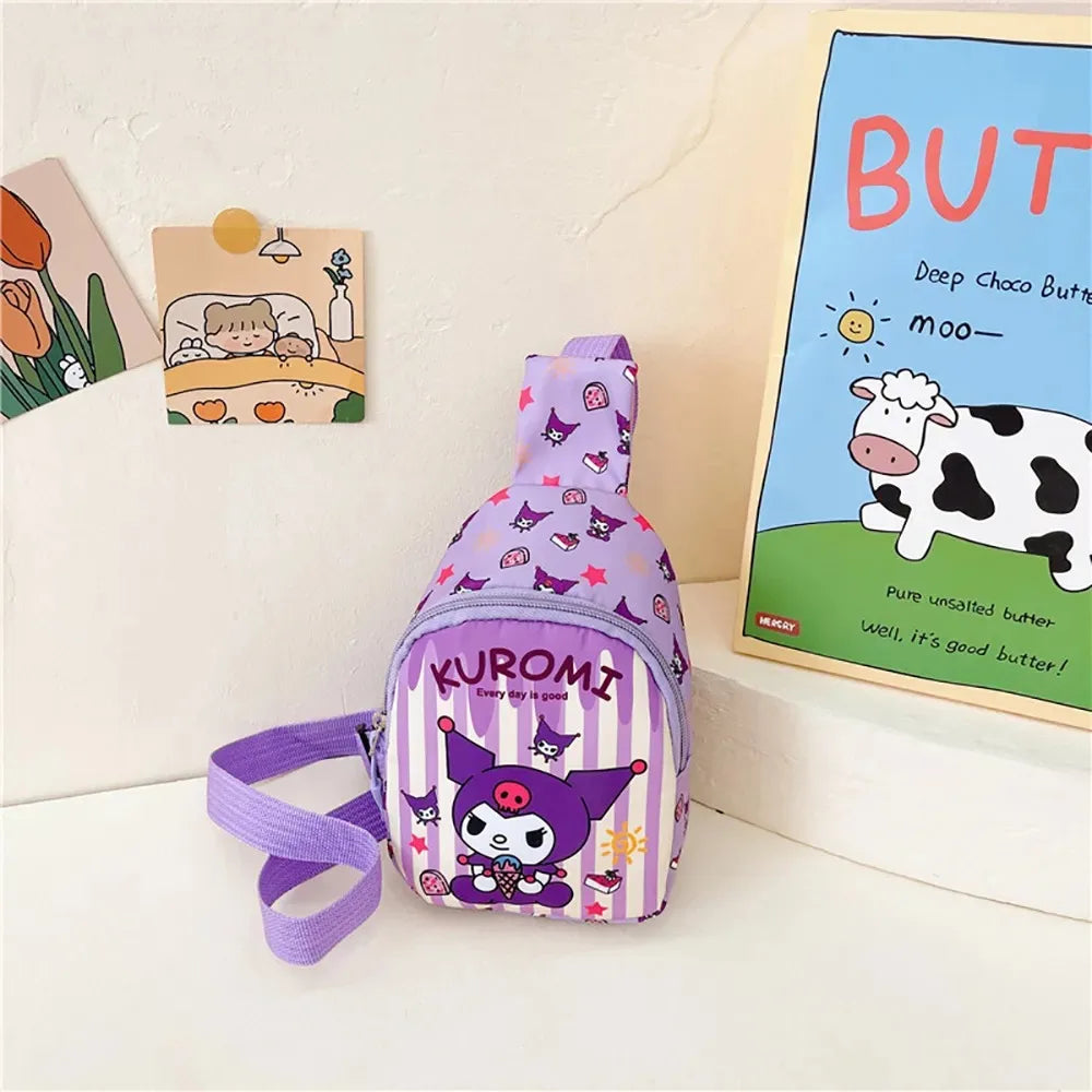 Borse a tracolla per bambini immagini cartoni animati. Borsa versatile alla moda, colori e immagino assortite.