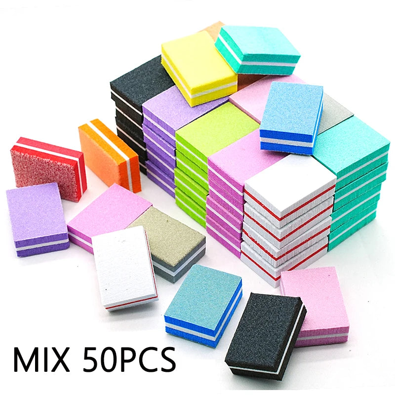 Carta vetrata per Manicure, grana 100/180. Set da 10-25 o 50 pezzi Mini buffer per nail art professionale.