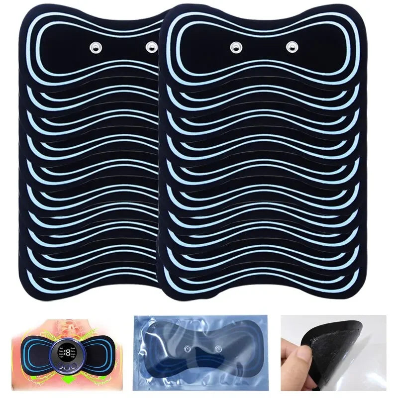 "Fascia adesiva" per massaggiatore portatile EMS per collo, per spalle, vita e gambe. Kit con fascia, elettrodi e telecomando.