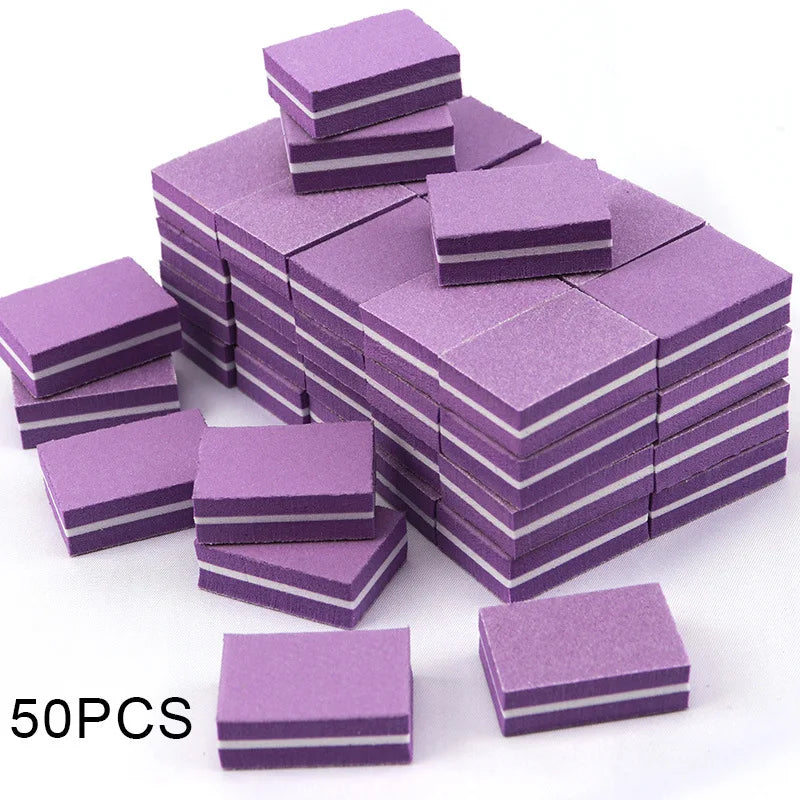 Carta vetrata per Manicure, grana 100/180. Set da 10-25 o 50 pezzi Mini buffer per nail art professionale.