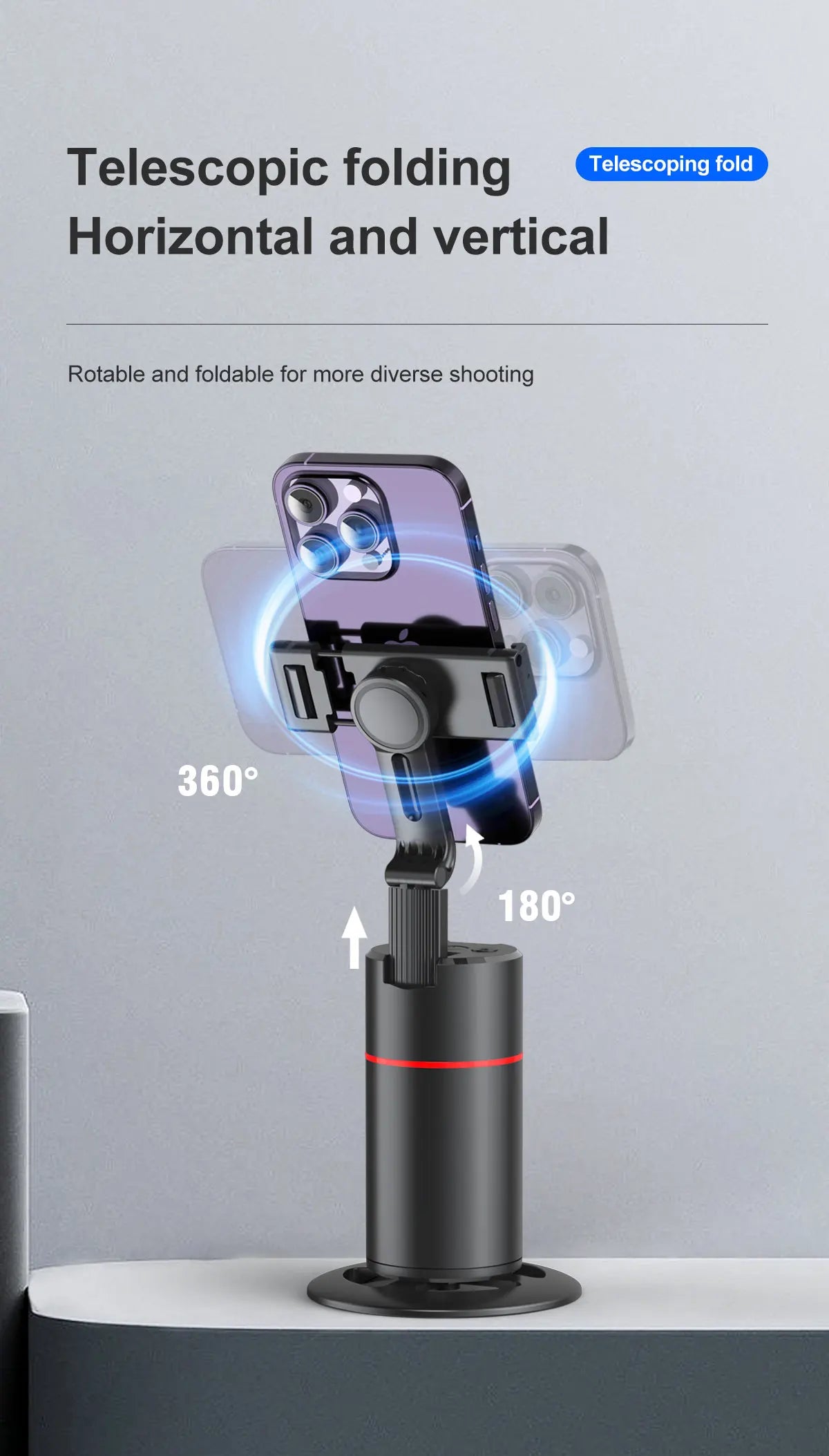 Nuovo stabilizzatore cardanico integrato con rotazione a 360 gradi, con telecomando per fotografia con movimento, rilevamento del viso.