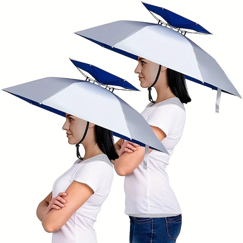 Cappello/Ombrello doppio Strato di grandi dimensioni regolabile per ogni misura di testa.