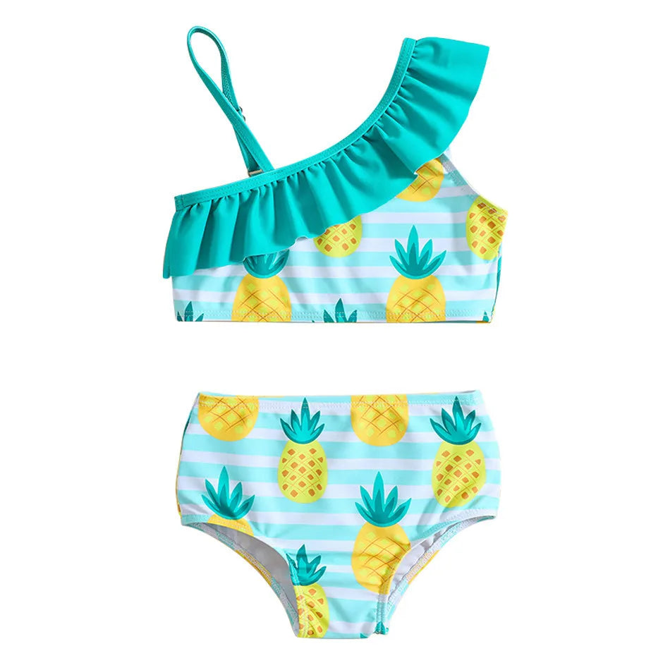 Costume Da Bagno “Bichini” da Bambina. Set 2 Pezzi, Design Moderno, Comodo, Traspirante.