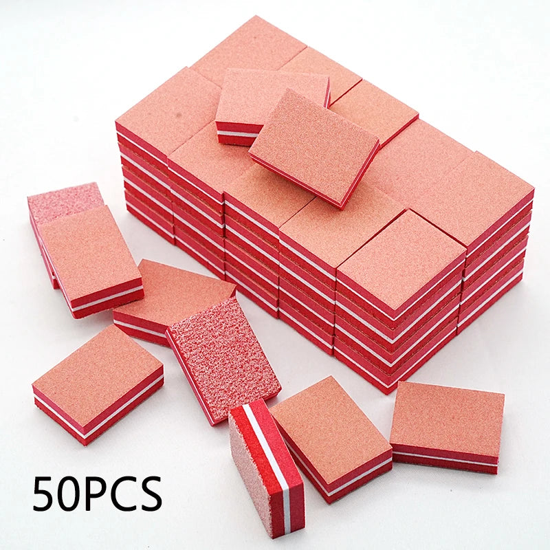 Carta vetrata per Manicure, grana 100/180. Set da 10-25 o 50 pezzi Mini buffer per nail art professionale.