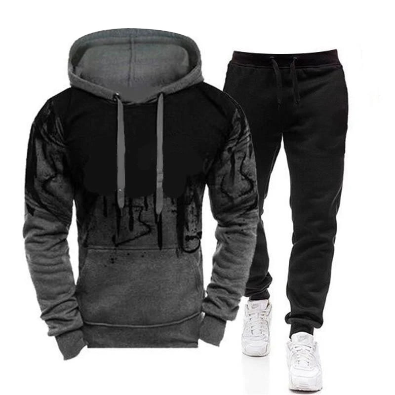 Tuta sportiva autunno/inverno, completo maglia con cappuccio e pantaloni, colori a scelta.