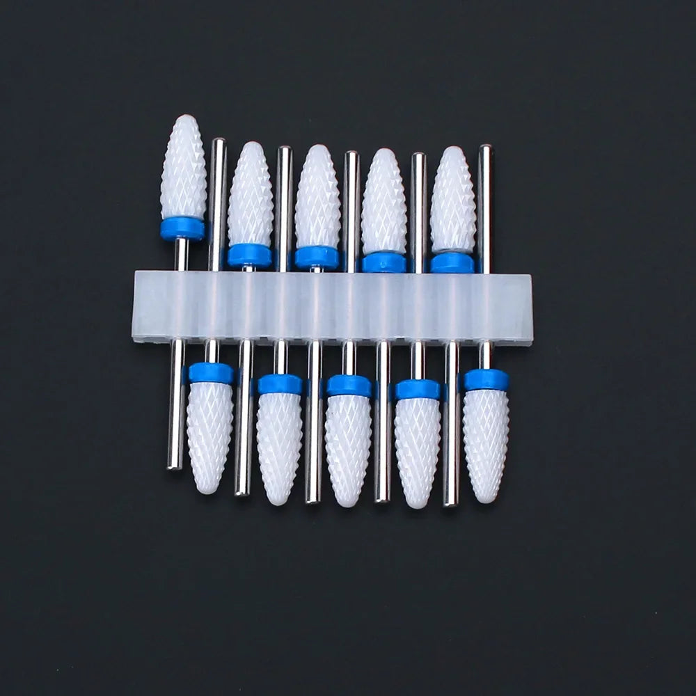 Punte per unghie in pietra di ceramica, Set 10 frese per trapano “nail art”. Essenziali per manicure/pedicure, cura delle unghie.
