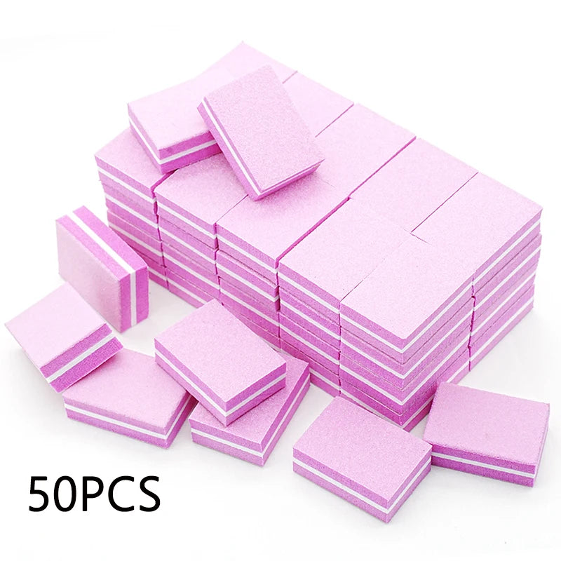 Carta vetrata per Manicure, grana 100/180. Set da 10-25 o 50 pezzi Mini buffer per nail art professionale.