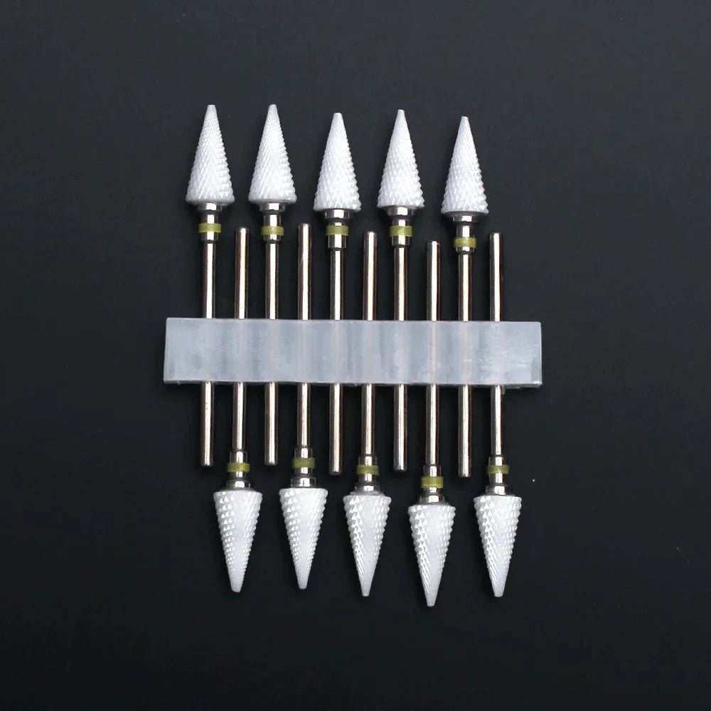 Punte per unghie in pietra di ceramica, Set 10 frese per trapano “nail art”. Essenziali per manicure/pedicure, cura delle unghie.