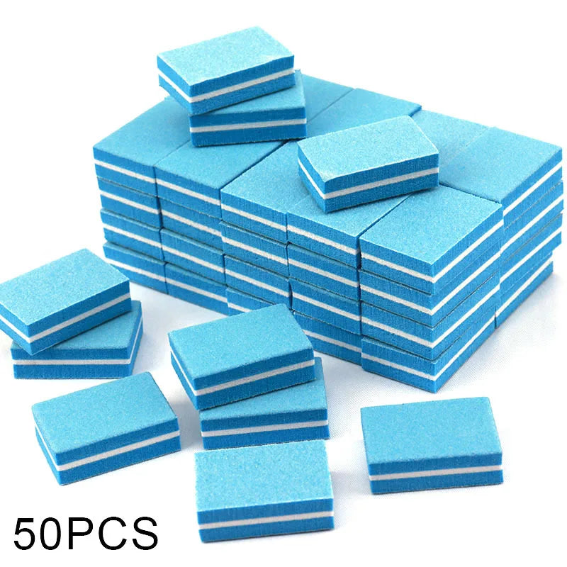 Carta vetrata per Manicure, grana 100/180. Set da 10-25 o 50 pezzi Mini buffer per nail art professionale.