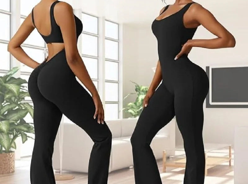 Tuta completa con top. Set pezzo unico elasticizzato, sportivo/casual da donna, 5 colori, 4 taglie.