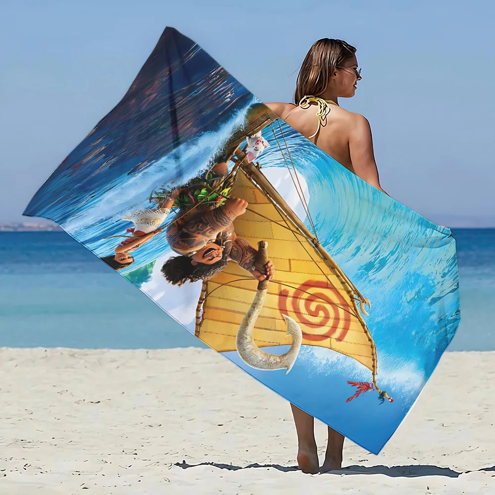 Asciugamano per bambini con immagini cartone animato “M-Moana” a trasferimento termico. In microfibra ad asciugatura e duraturo.