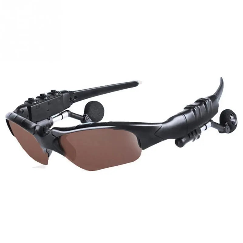Occhiali con cuffie stereo antirumore, wireless con microfono. Da sole, per guida, ciclismo, sport.