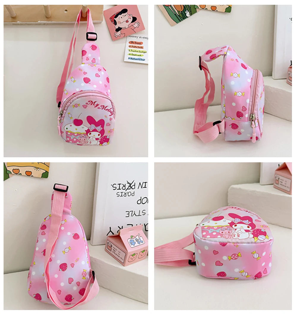 Borse a tracolla per bambini immagini cartoni animati. Borsa versatile alla moda, colori e immagino assortite.