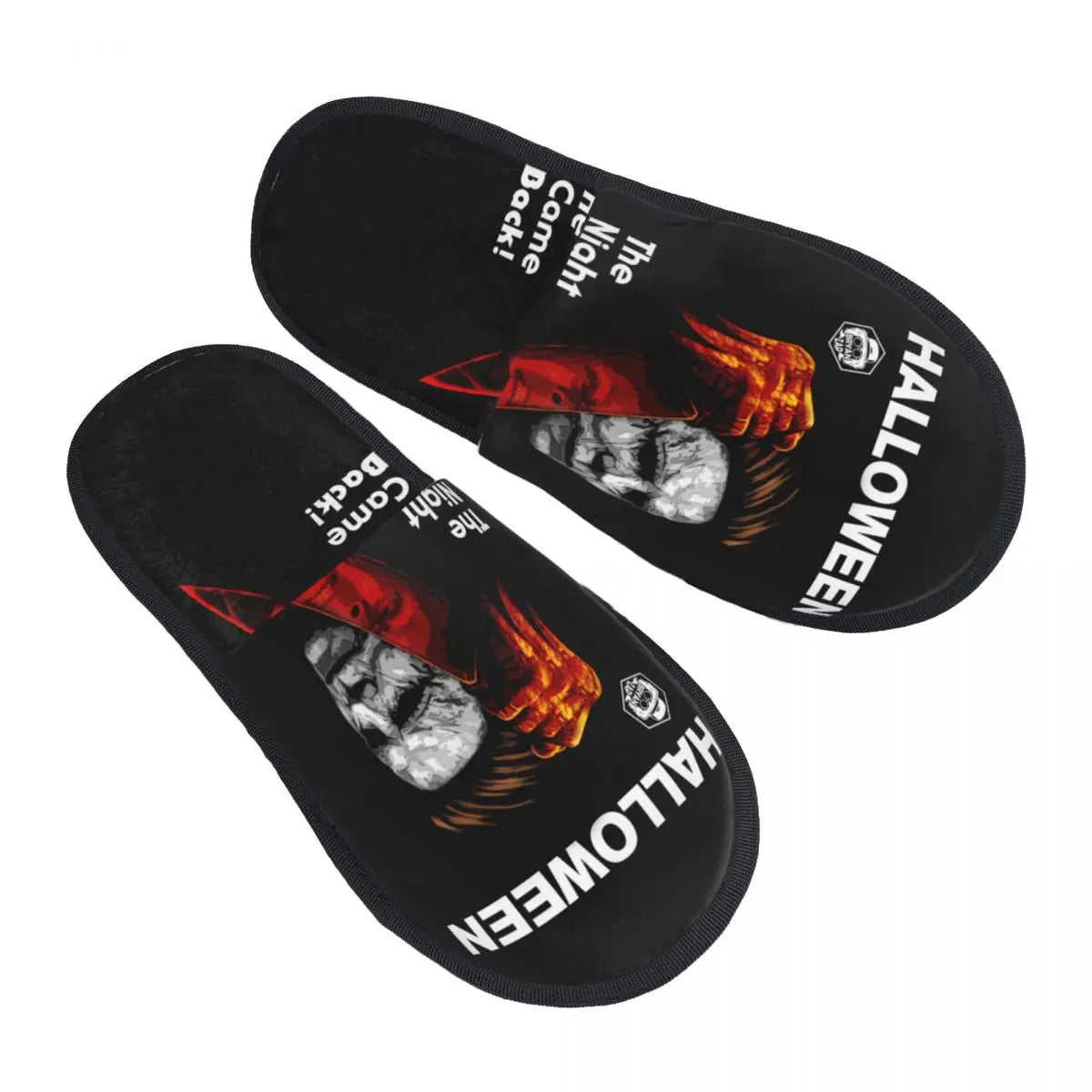 Ciabatta donna/uomo invernale. Con stampa 3d horror, Halloween. Morbide, calde, antiscivolo, in memory foam.