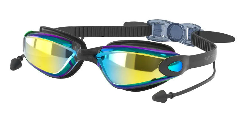 Occhialini da nuoto professionali con tappi per le orecchie, a prova di perdite, anti-appannamento, regolabili, con protezione UV.