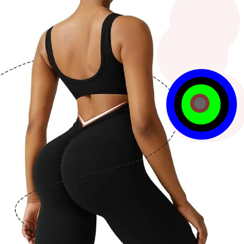 Tuta completa con top. Set pezzo unico elasticizzato, sportivo/casual da donna, 5 colori, 4 taglie.