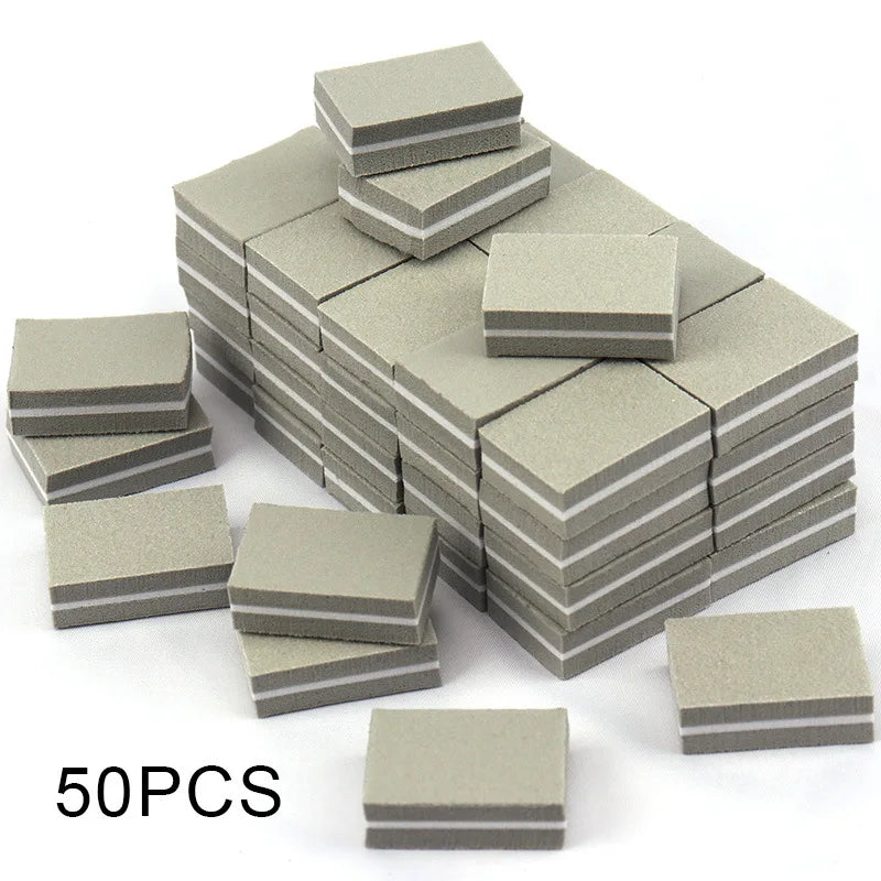 Carta vetrata per Manicure, grana 100/180. Set da 10-25 o 50 pezzi Mini buffer per nail art professionale.