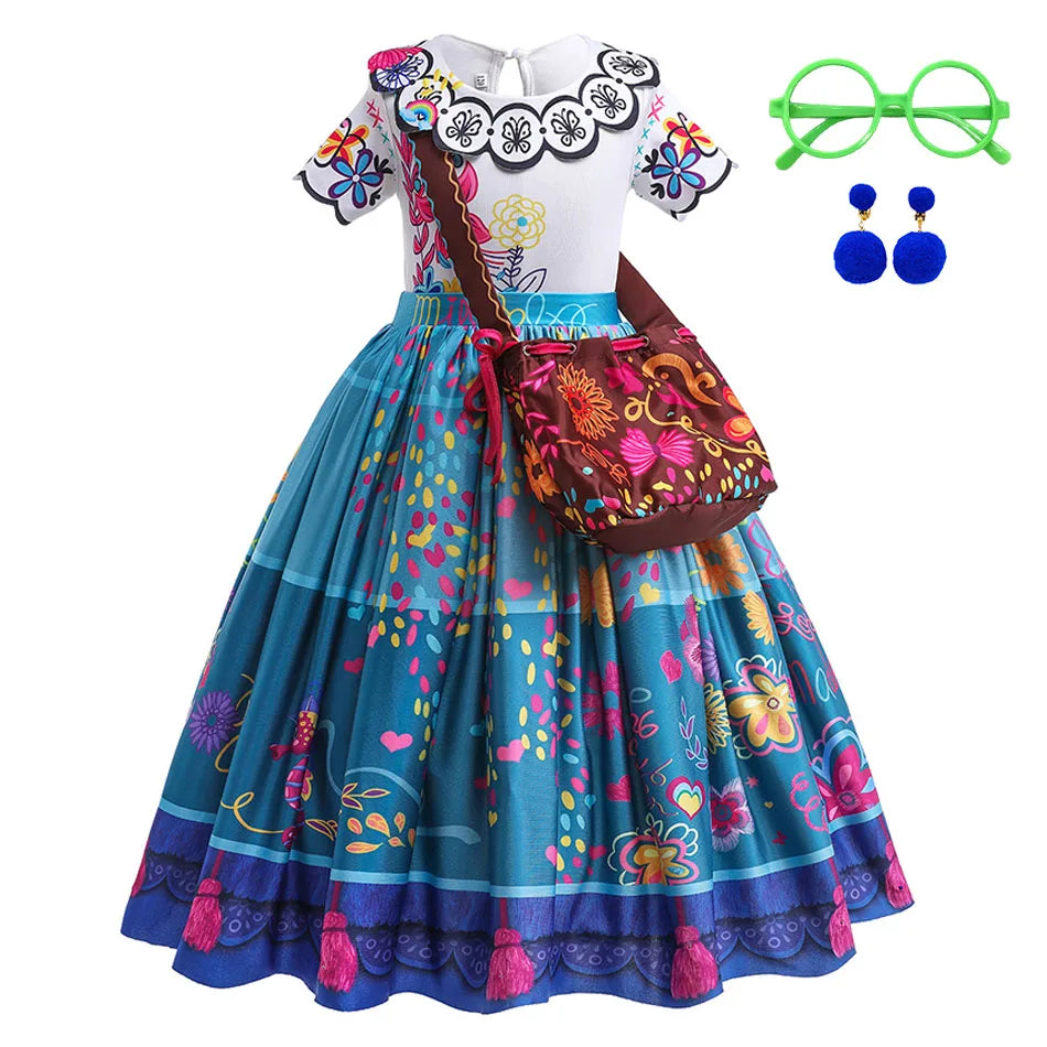 Abito principessa con accessori. Set gioco composto abito e accessori per carnevale, cosplay, feste.