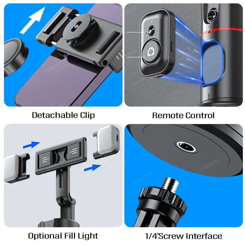 Nuovo stabilizzatore cardanico integrato con rotazione a 360 gradi, con telecomando per fotografia con movimento, rilevamento del viso.