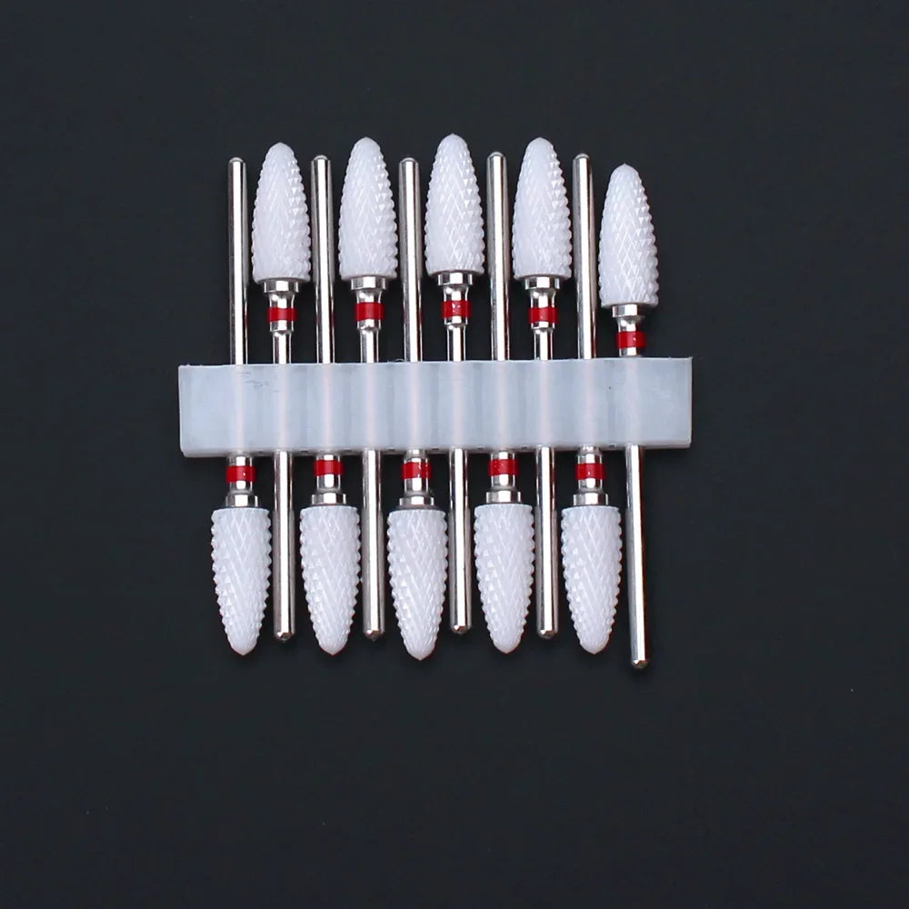 Punte per unghie in pietra di ceramica, Set 10 frese per trapano “nail art”. Essenziali per manicure/pedicure, cura delle unghie.