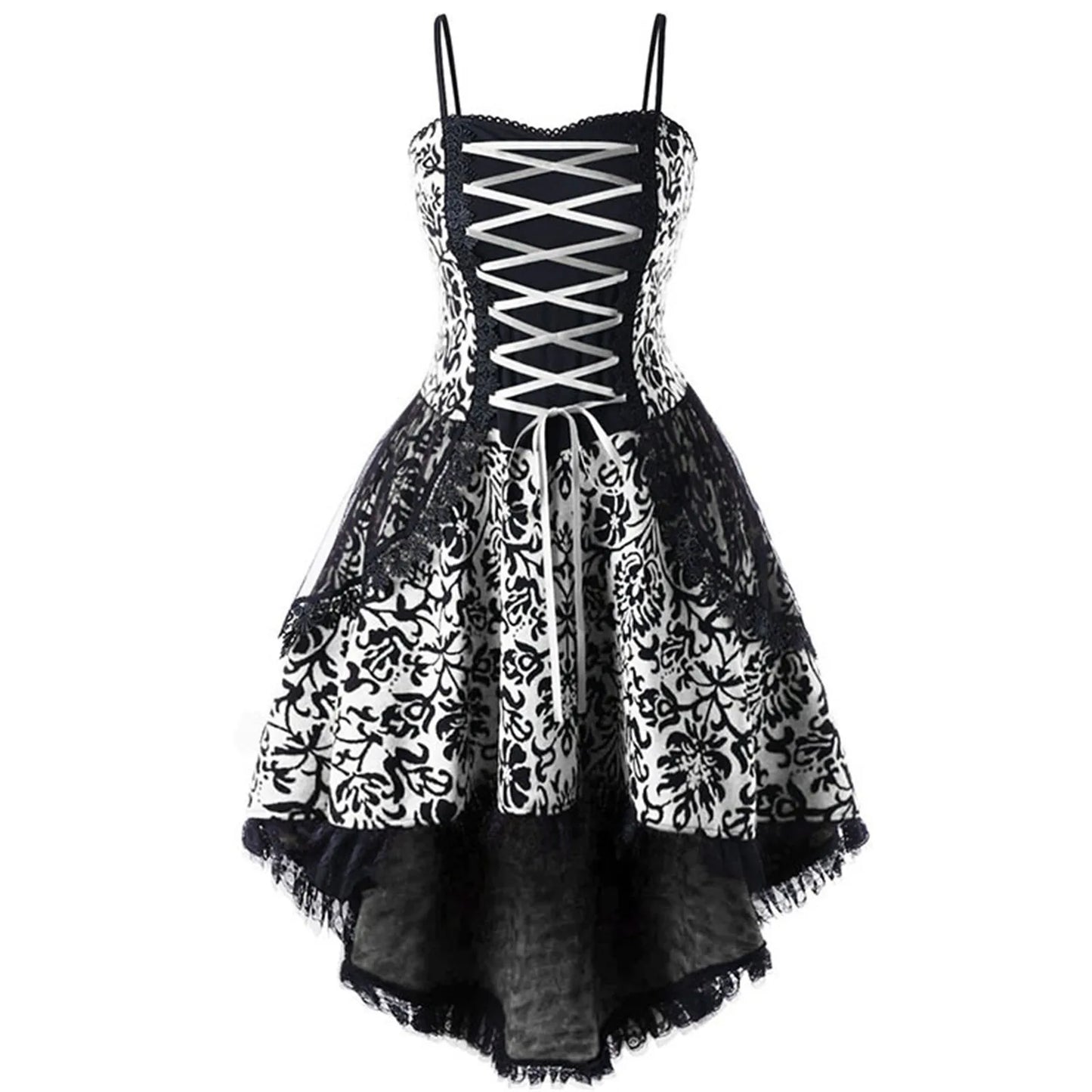 Abito costume per carnevale da donna stile vittoriano/gotico con merletti in pizzo.