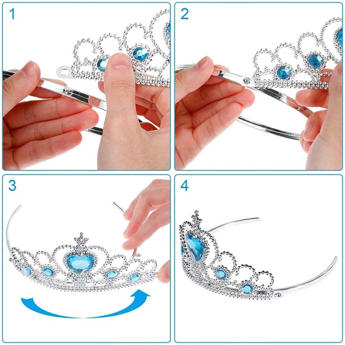 Accessori per abito principessa. Set gioco composto da 7 pezzi da abbinare ad abito per carnevale, cosplay, feste.