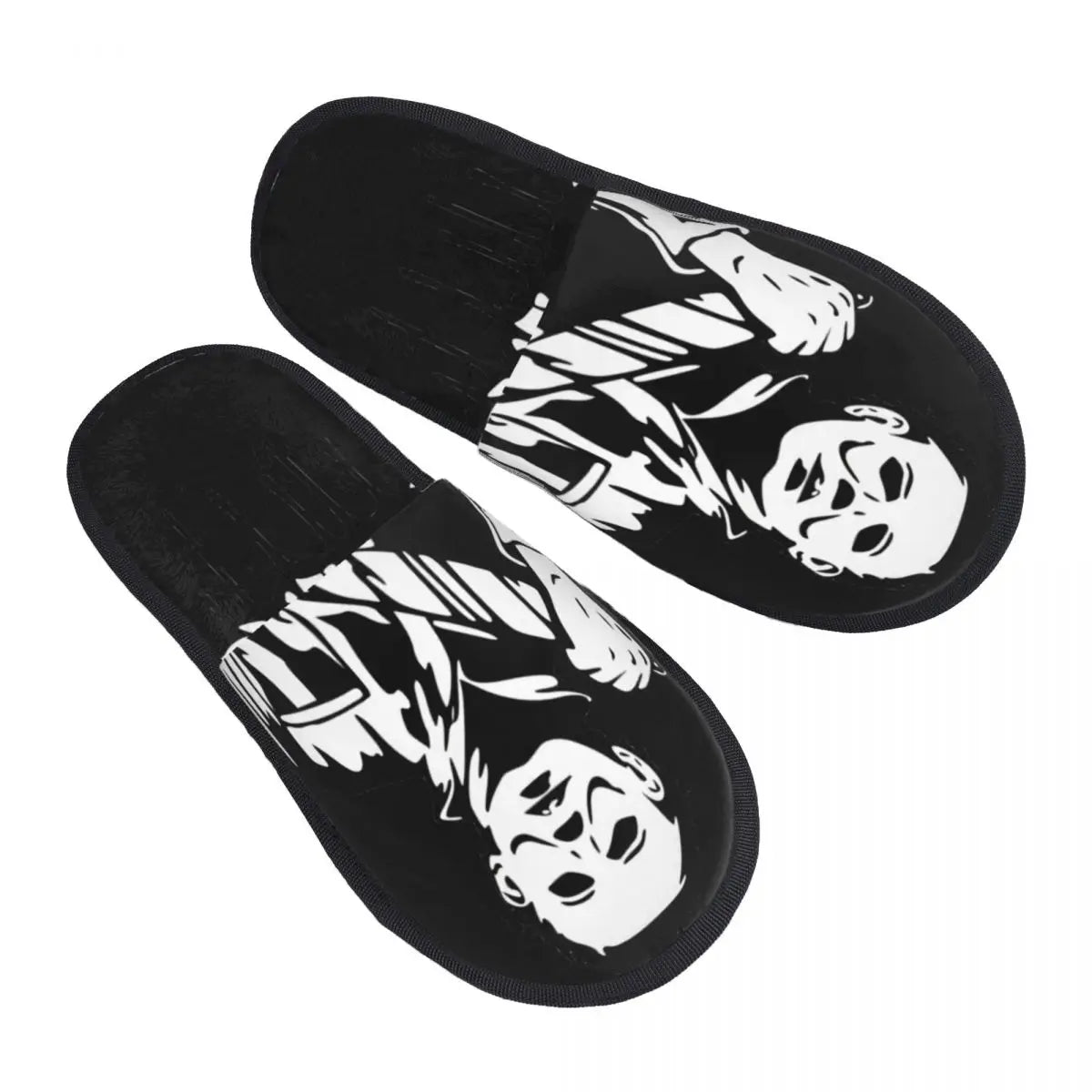 Ciabatta donna/uomo invernale. Con stampa 3d horror, Halloween. Morbide, calde, antiscivolo, in memory foam.