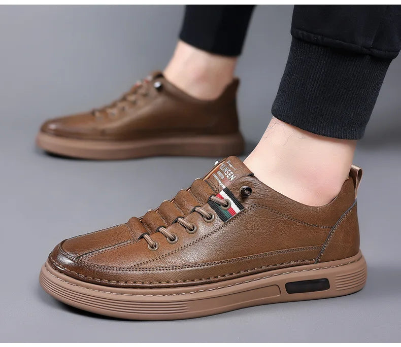 Scarpa primavera/autunno da uomo, in pelle, impermeabile, traspirante, morbida e resistente. Tre colori, dal 39 al 44.