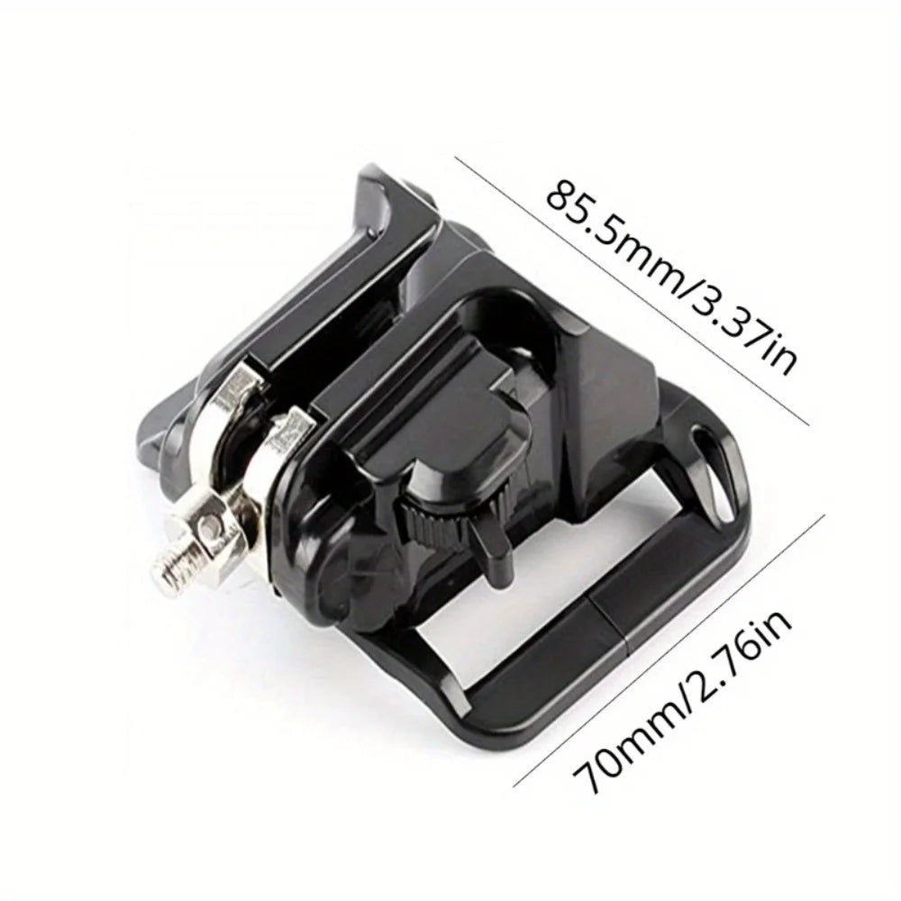 Gancio porta videocamera a caricamento rapido per cintura e/o zaino. Con pulsante di smontaggio rapido, robusto e leggero, in alluminio.