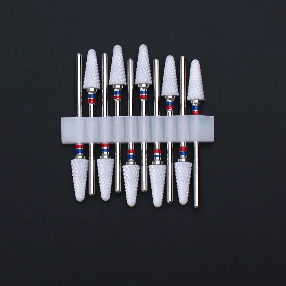 Punte per unghie in pietra di ceramica, Set 10 frese per trapano “nail art”. Essenziali per manicure/pedicure, cura delle unghie.