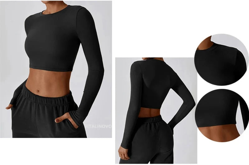 Top/T-shirt sportiva/casual, manica lunga, per donna. Misure e colori a scelta.