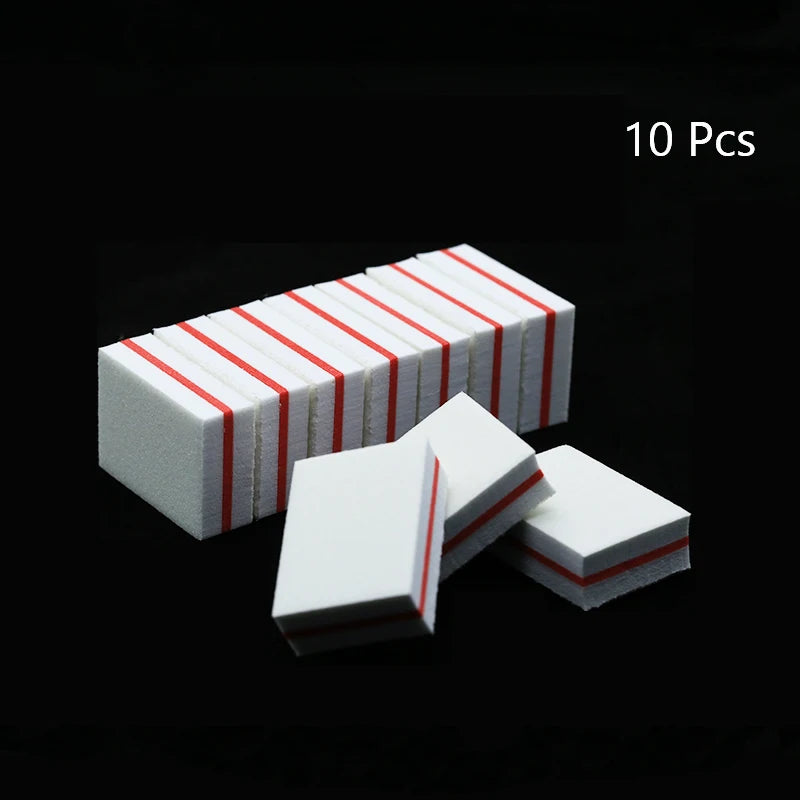 Carta vetrata per Manicure, grana 100/180. Set da 10-25 o 50 pezzi Mini buffer per nail art professionale.