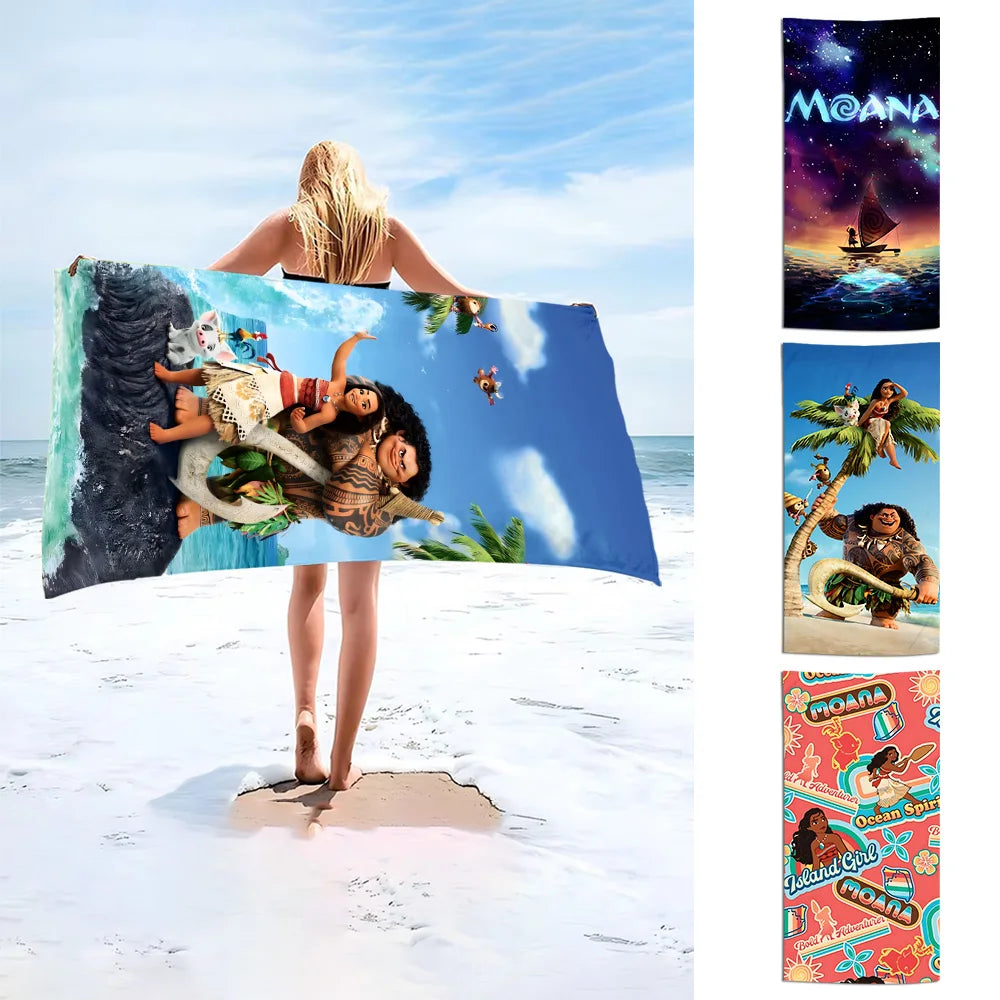 Asciugamano per bambini con immagini cartone animato “M-Moana” a trasferimento termico. In microfibra ad asciugatura e duraturo.