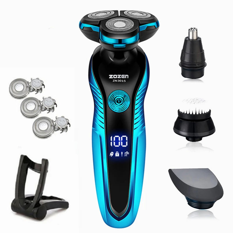 "Rasoio Elettrico con Display LCD e Trimmer Nasale: Compatto, Potente e Ricaricabile"