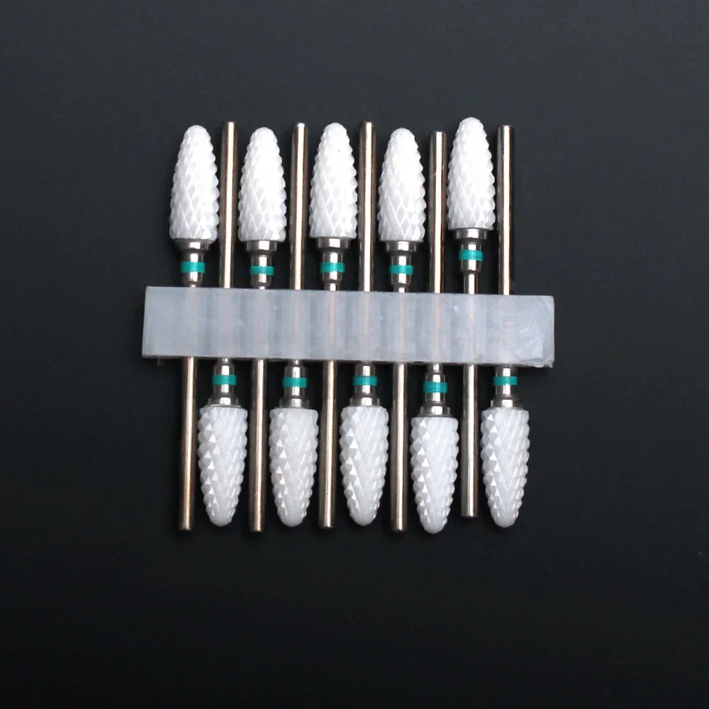 Punte per unghie in pietra di ceramica, Set 10 frese per trapano “nail art”. Essenziali per manicure/pedicure, cura delle unghie.