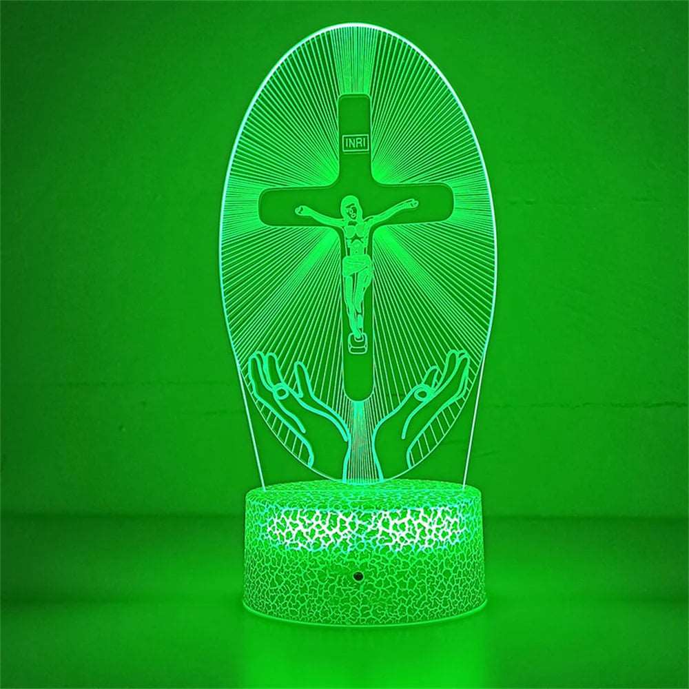 Luce notturna a forma di crocefisso varie tipologie, fantasie 3D, 16 colori cambiabili a piacimento.