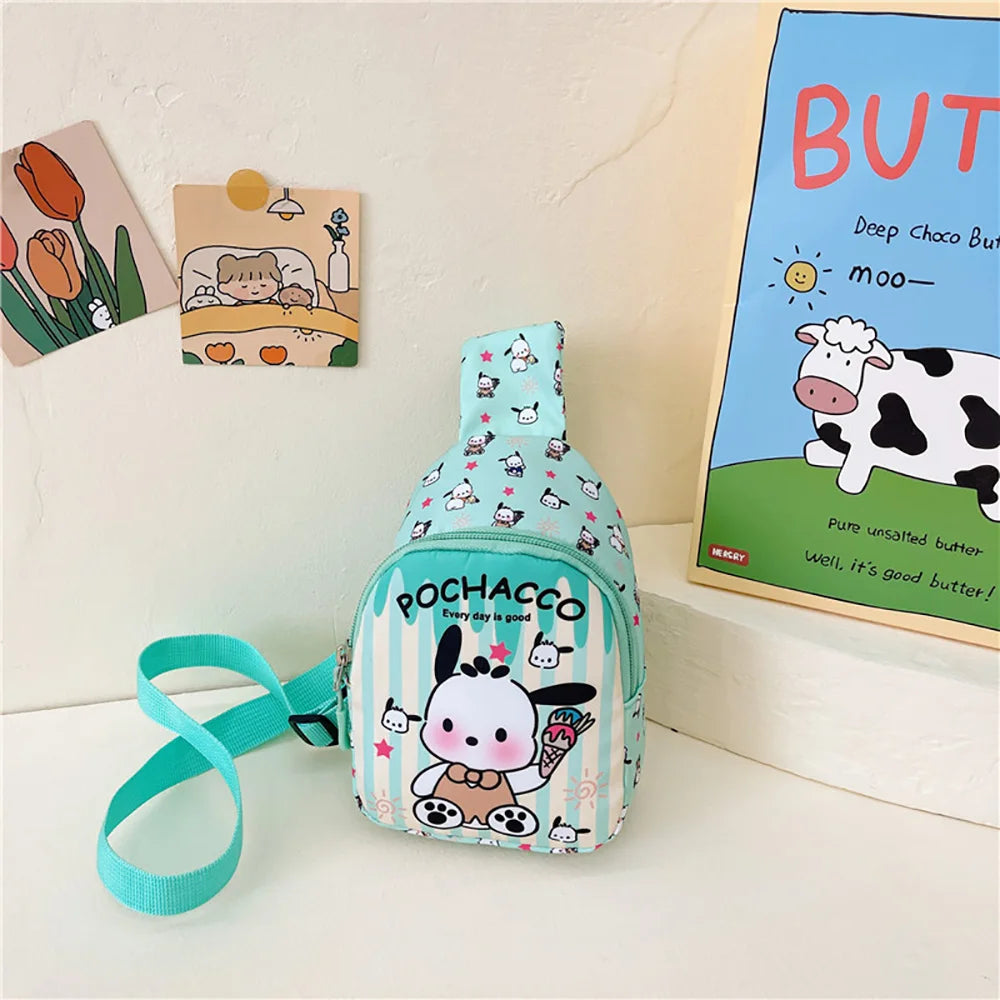 Borse a tracolla per bambini immagini cartoni animati. Borsa versatile alla moda, colori e immagino assortite.