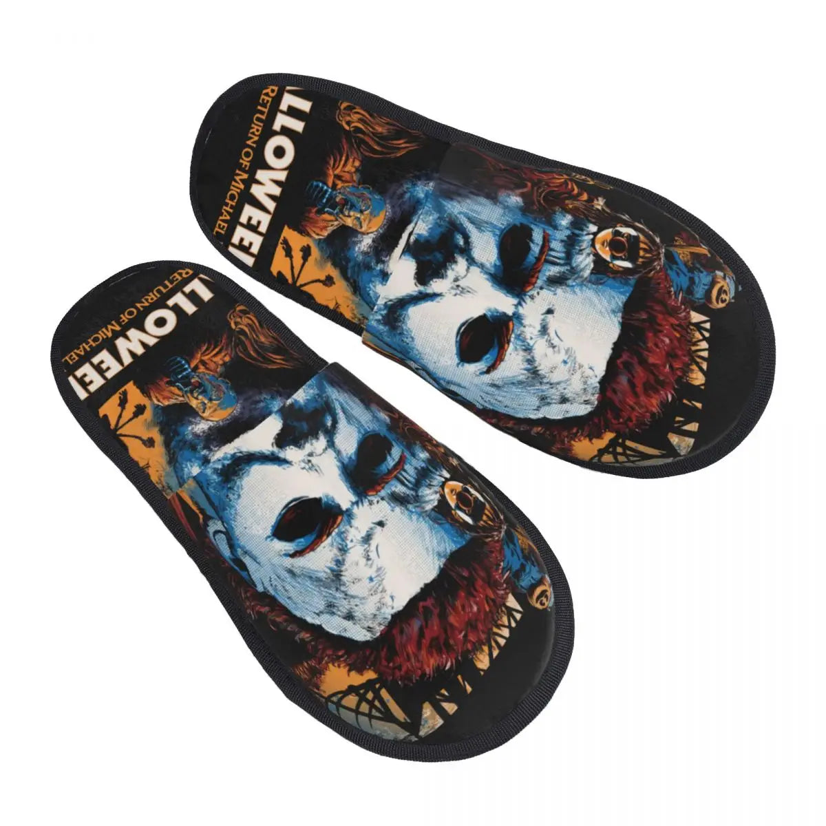 Ciabatta donna/uomo invernale. Con stampa 3d horror, Halloween. Morbide, calde, antiscivolo, in memory foam.