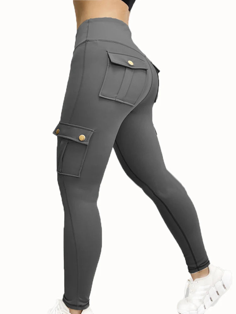 Pantaloni leggins elasticizzati, sportivi/casual da donna, con tasche. Ampia scelta tra 6 colori e 4 taglie.
