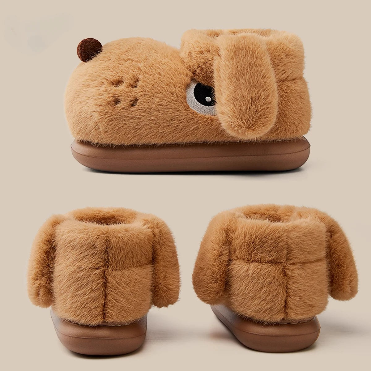 Pantofole invernali a forma di simpatico e docile cane. Vestibilità per uomo/donna, calde, antiscivolo, leggere. Comfort e comodità a casa.
