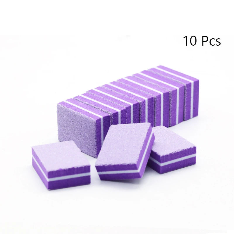 Carta vetrata per Manicure, grana 100/180. Set da 10-25 o 50 pezzi Mini buffer per nail art professionale.