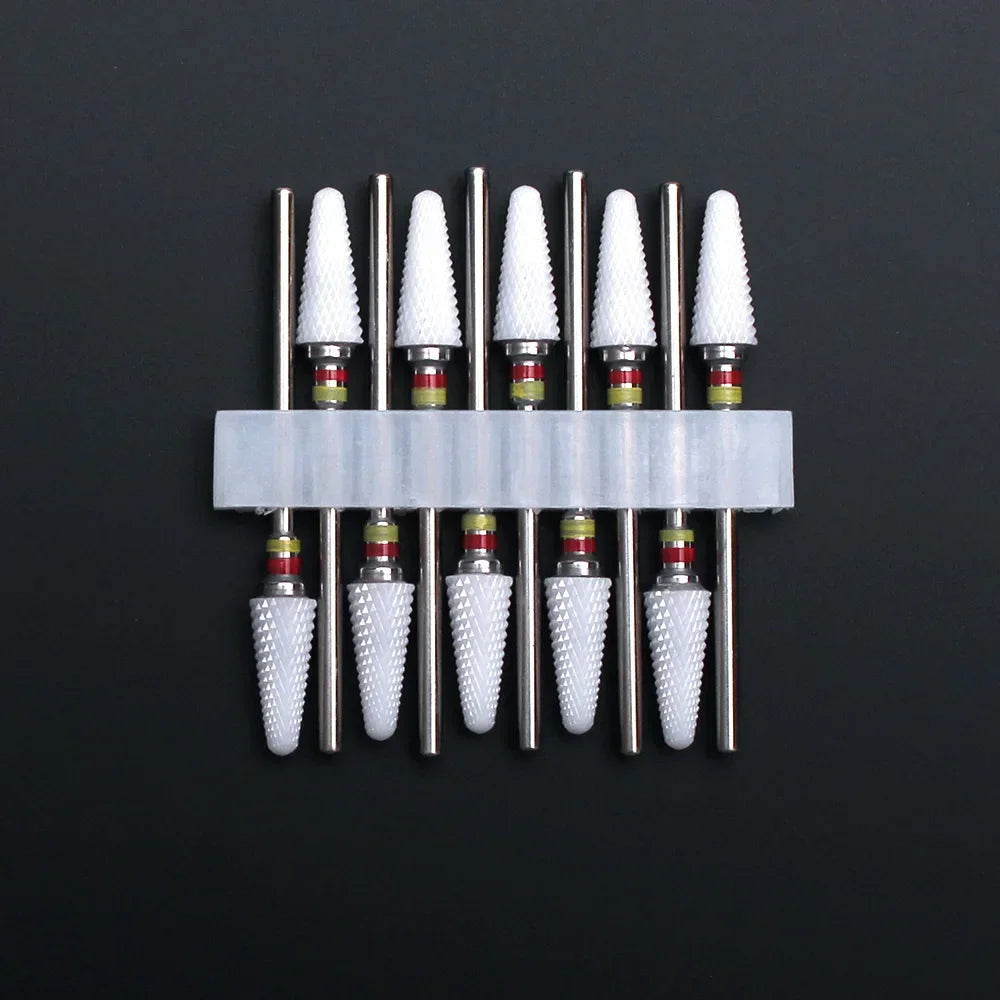 Punte per unghie in pietra di ceramica, Set 10 frese per trapano “nail art”. Essenziali per manicure/pedicure, cura delle unghie.