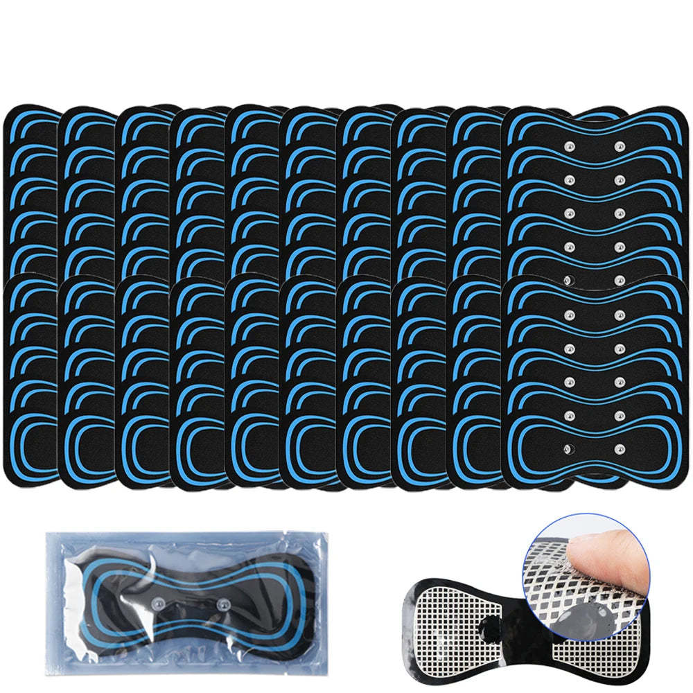 "Fascia adesiva" per massaggiatore portatile EMS per collo, per spalle, vita e gambe. Kit con fascia, elettrodi e telecomando.