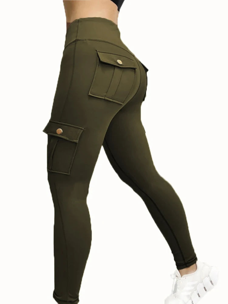 Pantaloni leggins elasticizzati, sportivi/casual da donna, con tasche. Ampia scelta tra 6 colori e 4 taglie.