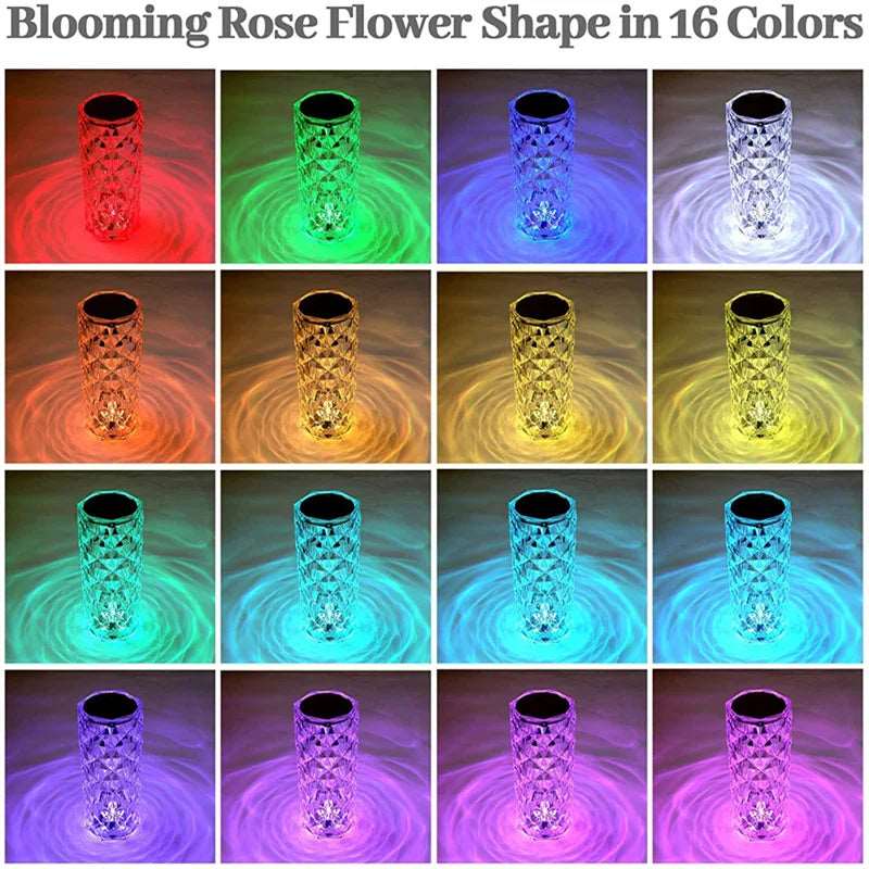 Lampada led da tavolo in cristallo. Proiettore di luce 3/16 colori.