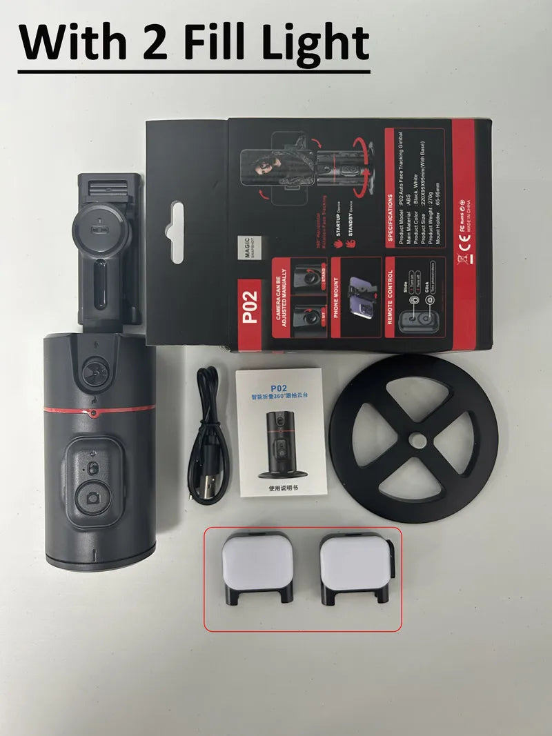 Nuovo stabilizzatore cardanico integrato con rotazione a 360 gradi, con telecomando per fotografia con movimento, rilevamento del viso.