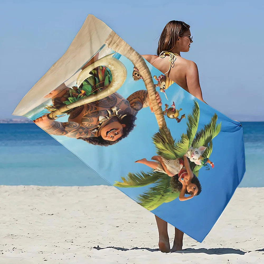 Asciugamano per bambini con immagini cartone animato “M-Moana” a trasferimento termico. In microfibra ad asciugatura e duraturo.