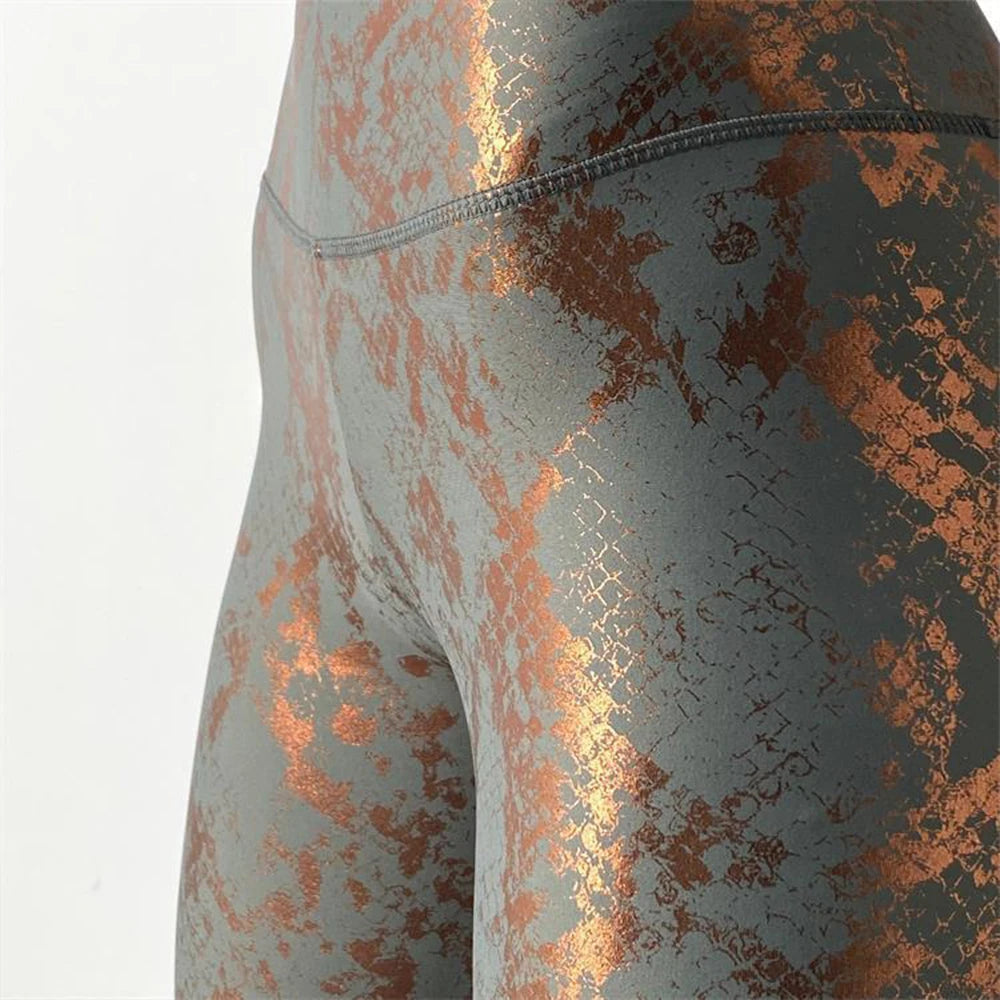 Pantaloni leggins elasticizzati, casual a vita alta da donna, stampa fantasia.