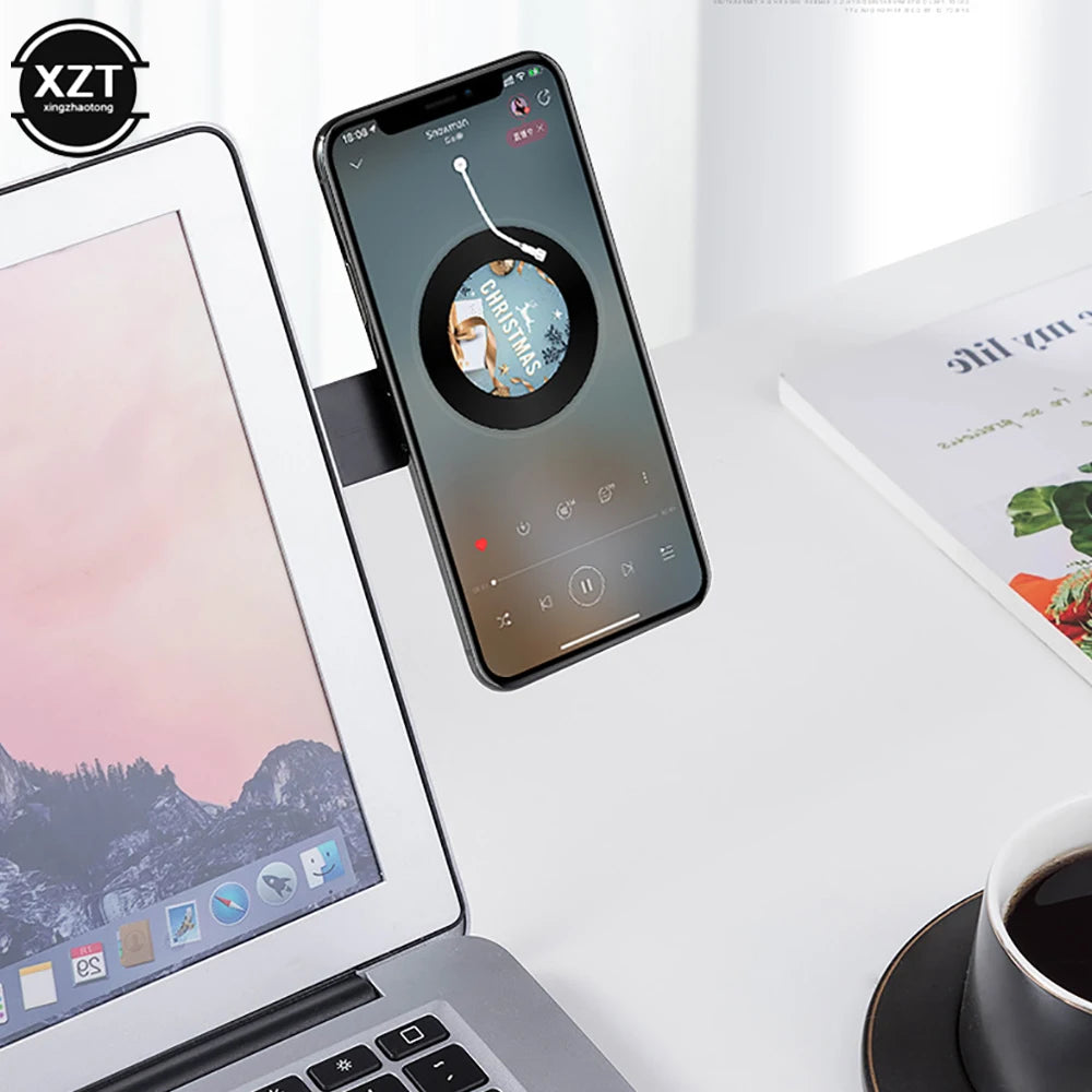 Supporto creativo per telefono. Staffa di espansione per supporto telefono laterale al monitor/tablet.